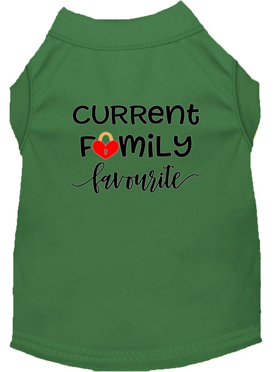 Family Favorite Screen Print Dog Shirt Green Med